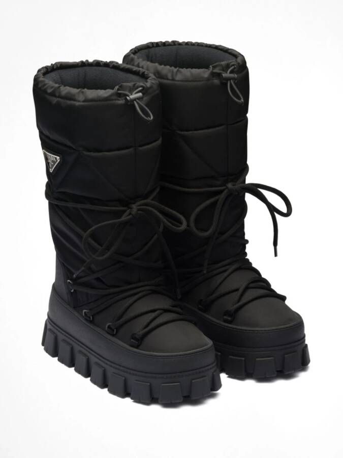 Prada recycled nylon moon boots Black