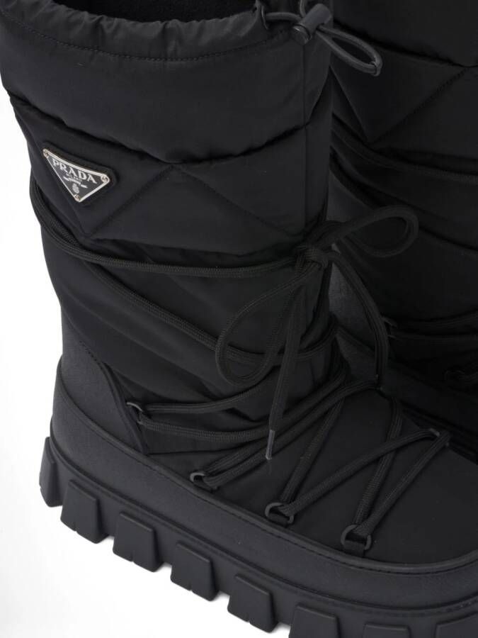 Prada recycled nylon moon boots Black