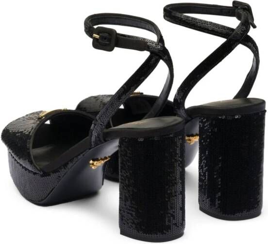 Prada sequinned platform sandals Black