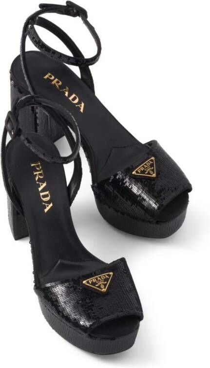 Prada sequinned platform sandals Black