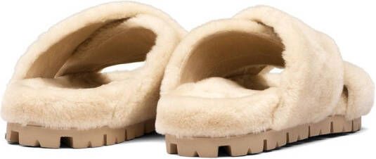 Prada shearling flat sandals Neutrals