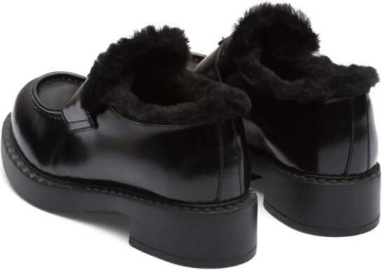 Prada brushed leather loafers Black