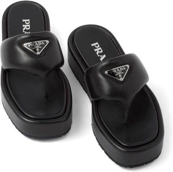 Prada Soft padded nappa leather sandals Black