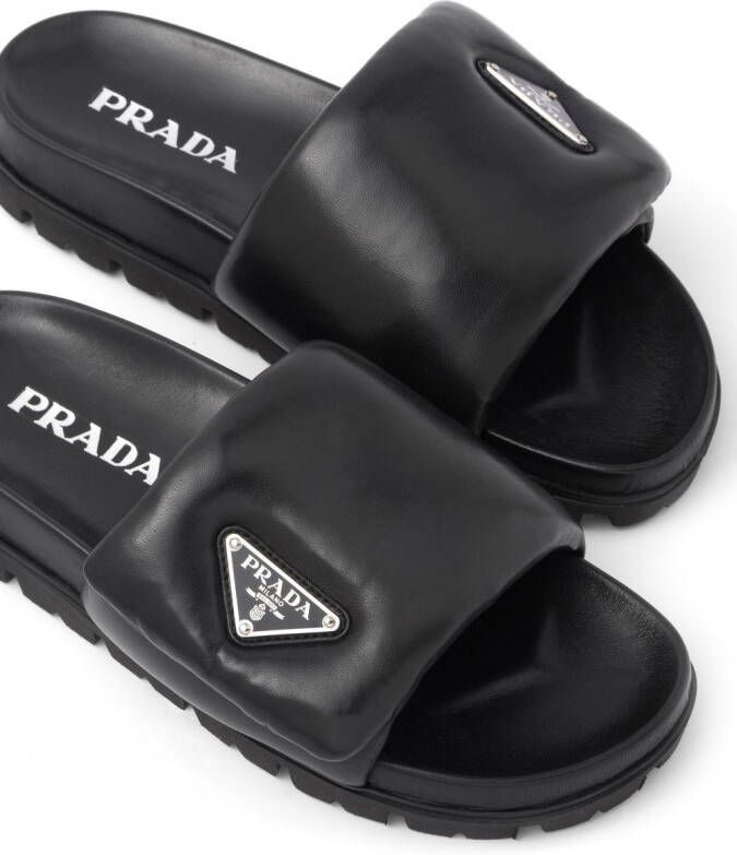Prada Soft padded nappa leather slides Black