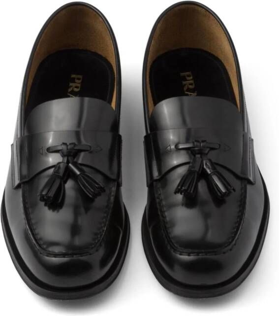 Prada tassel-detail leather loafers Black