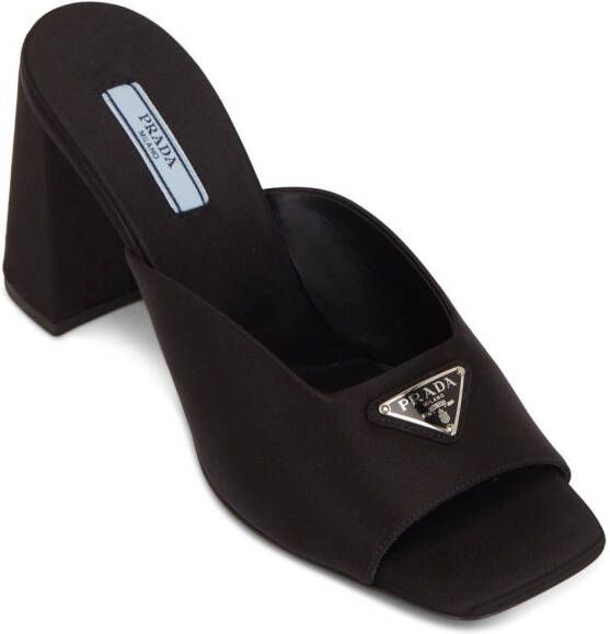 Prada triangle-logo 85mm mule sandals Black