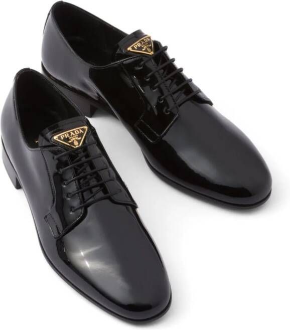 Prada triangle logo-appliqué Oxford shoes Black