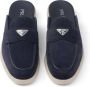 Prada triangle-logo backless suede loafers Blue - Thumbnail 4