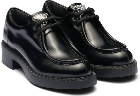Prada brushed leather lace-up shoes Black