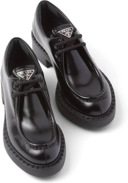 Prada brushed leather lace-up shoes Black