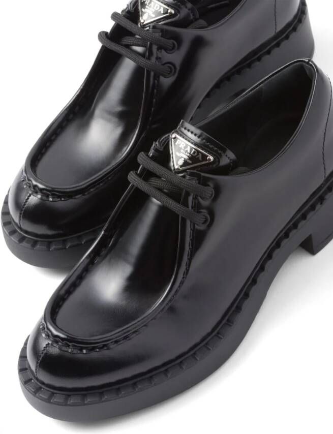 Prada brushed leather lace-up shoes Black