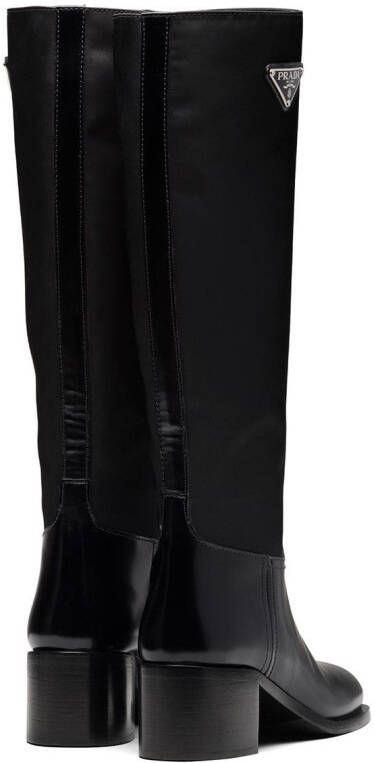 Prada triangle-logo calf-length boots Black