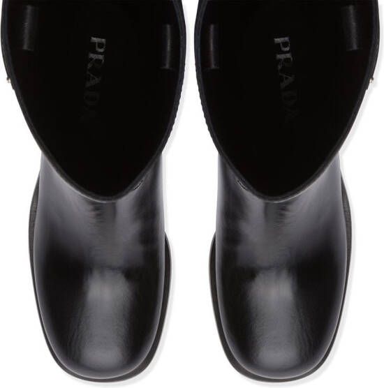 Prada triangle-logo calf-length boots Black