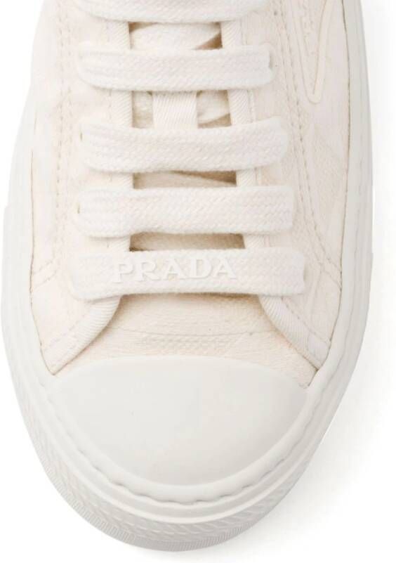Prada triangle-logo canvas sneakers Neutrals