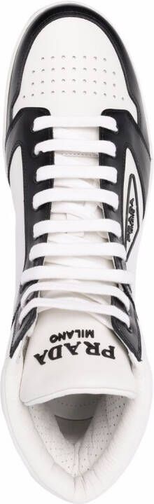 Prada triangle-logo contrast-trim sneakers White