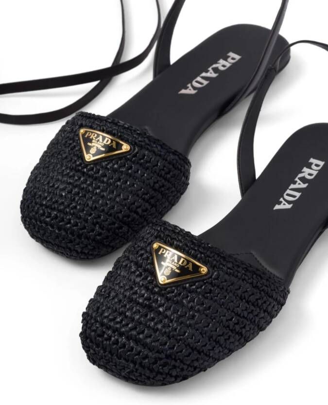 Prada triangle-logo crochet sandals Black