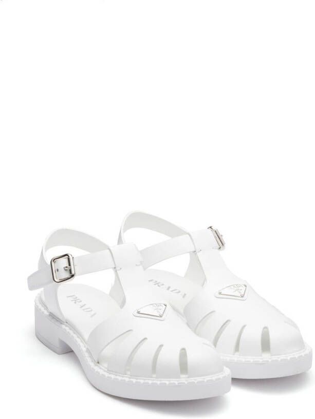 Prada triangle-logo fisherman sandals White