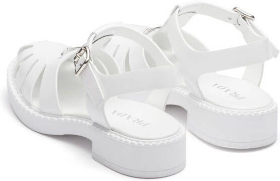 Prada triangle-logo fisherman sandals White