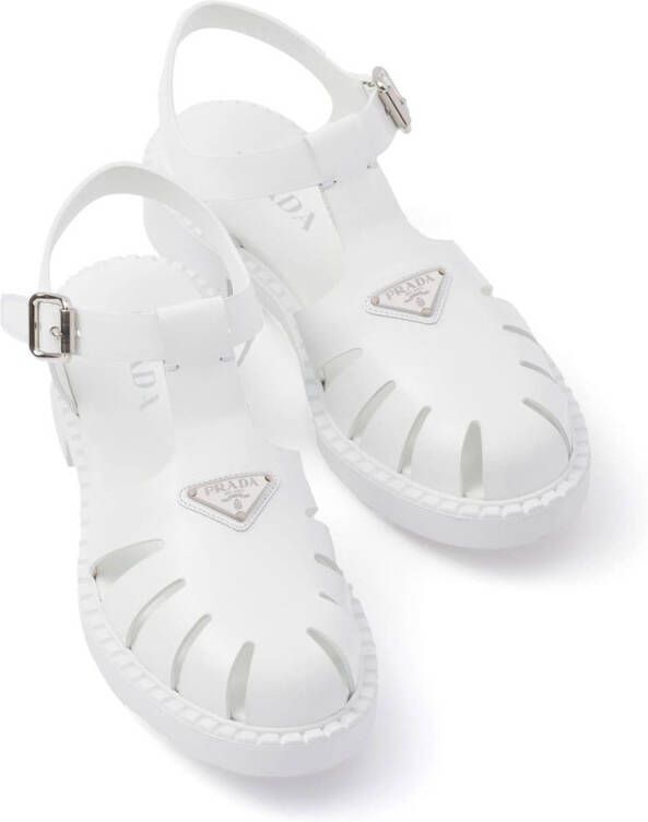 Prada triangle-logo fisherman sandals White