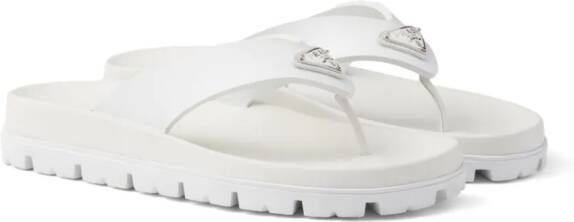 Prada triangle-logo flip flops White