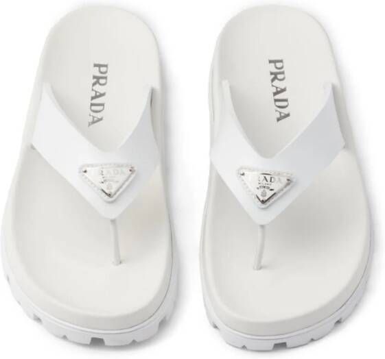 Prada triangle-logo flip flops White