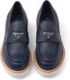 Prada triangle-logo leather loafers Blue - Thumbnail 4