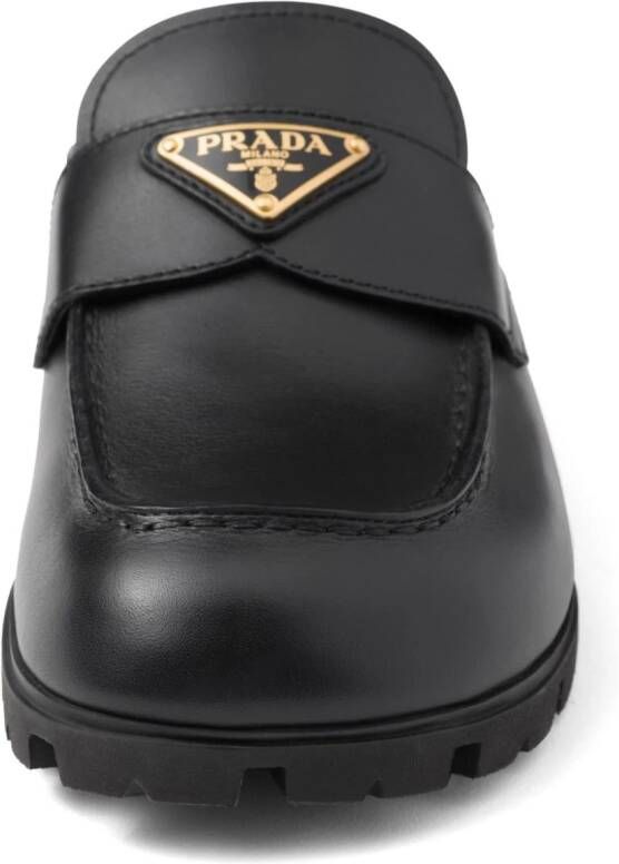 Prada Triangle-logo leather mules Black