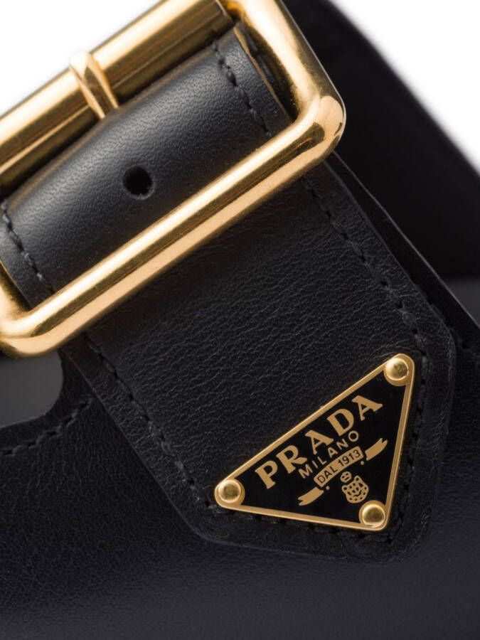 Prada triangle-logo leather slides Black