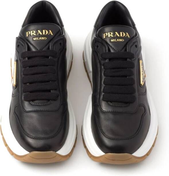 Prada triangle-logo leather sneakers Black