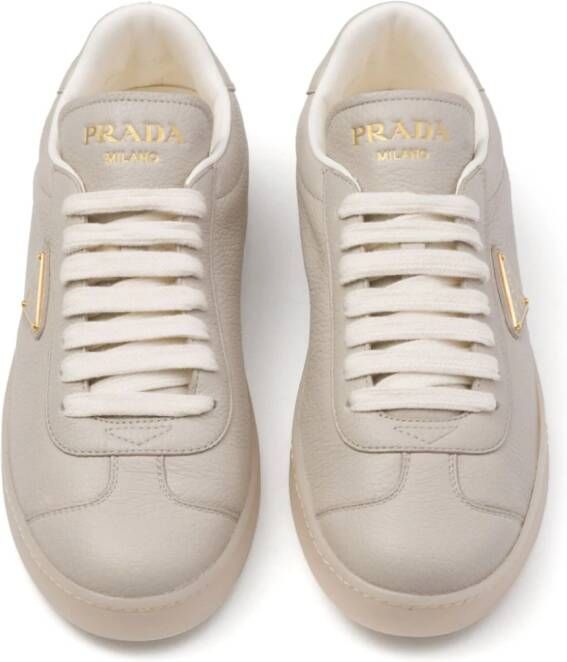 Prada triangle-logo leather sneakers Grey