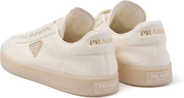 Prada triangle-logo leather sneakers Neutrals