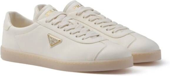 Prada triangle-logo leather sneakers Neutrals