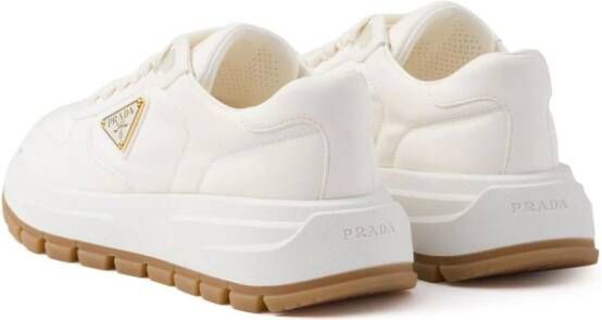 Prada triangle-logo leather sneakers White