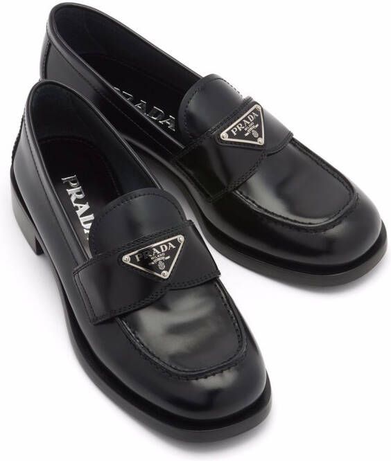 Prada triangle logo loafers Black