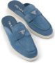 Prada triangle-logo open-back suede loafers Blue - Thumbnail 4