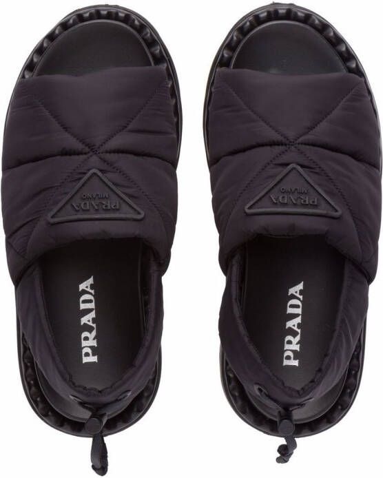 Prada triangle-logo padded chunky sandals Black