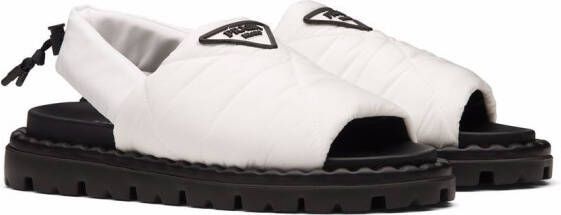 Prada triangle-logo padded chunky sandals White