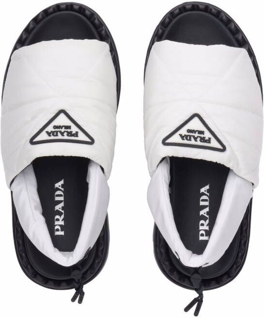 Prada triangle-logo padded chunky sandals White