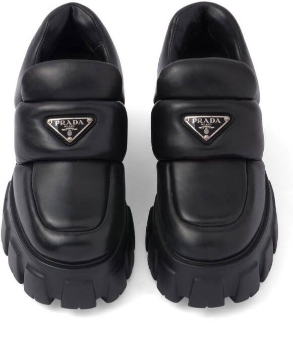 Prada triangle-logo padded loafers Black