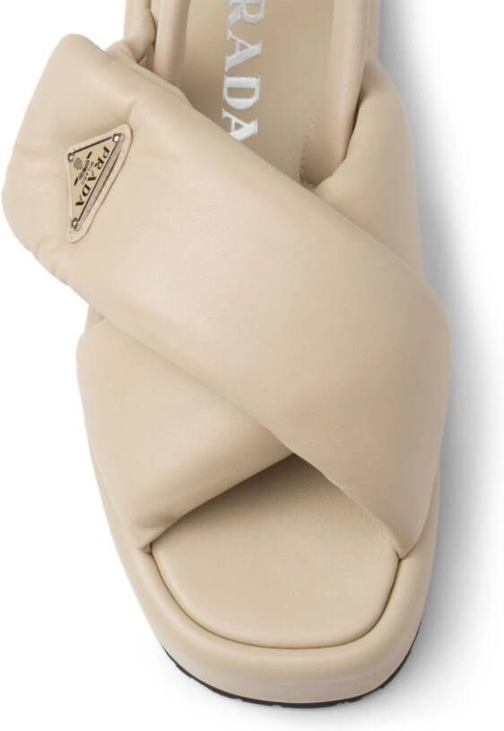 Prada triangle-logo padded sandals Neutrals