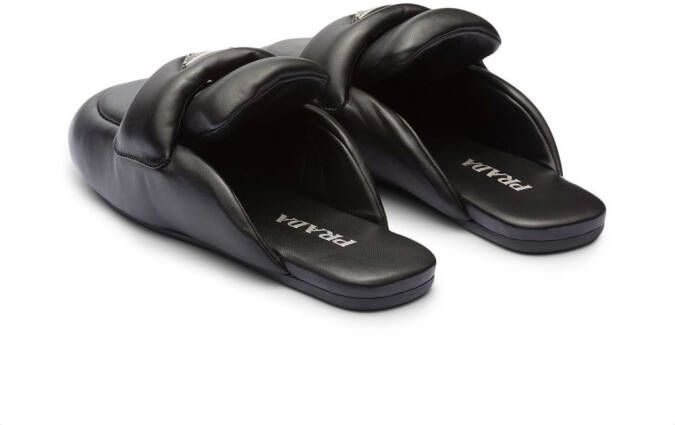 Prada triangle-logo padded slippers Black