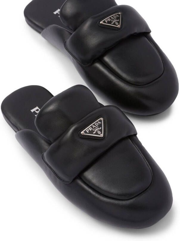 Prada triangle-logo padded slippers Black