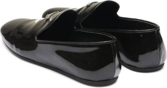 Prada Triangle-logo patent-finish loafers Black