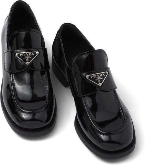 Prada triangle-logo patent-leather loafers Black