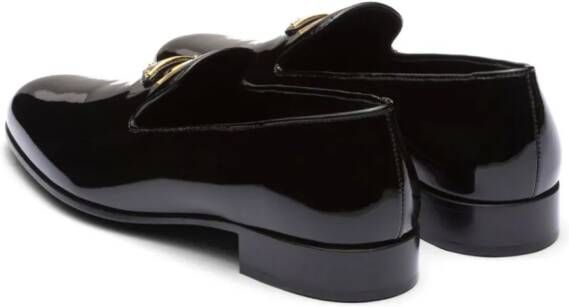 Prada triangle-logo patent leather loafers Black