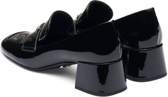 Prada triangle-logo patent leather loafers Black