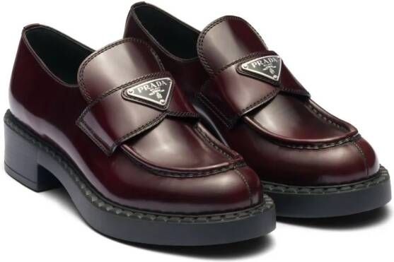 Prada Chocolate brushed leather loafers Red