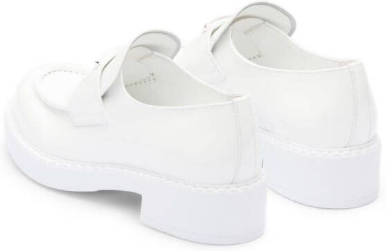 Prada Chocolate patent leather loafers White
