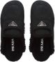 Prada triangle-logo shearling slippers Black - Thumbnail 4