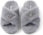 Prada triangle-logo shearling slippers Grey - Thumbnail 3